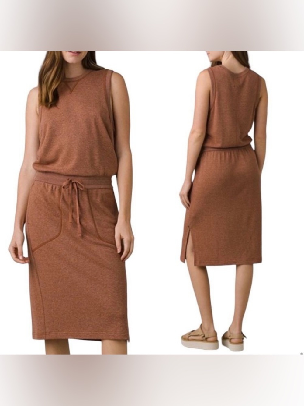 PrAna Cozy Up Beach Hopper Dress Terra Cotta Brown Heather Size S